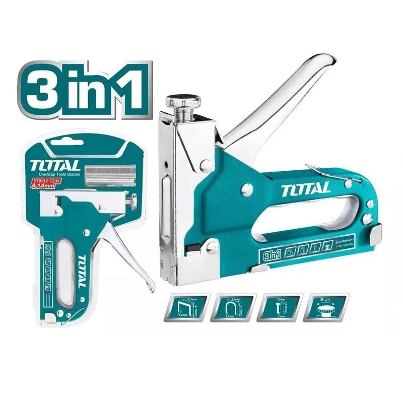 TOTAL - Grapadora Corchetera Manual 3 En 1 Total + Corchetes