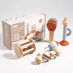 TATEE - Instrumentos musicales madera juguetes educaciónal 5 piezas