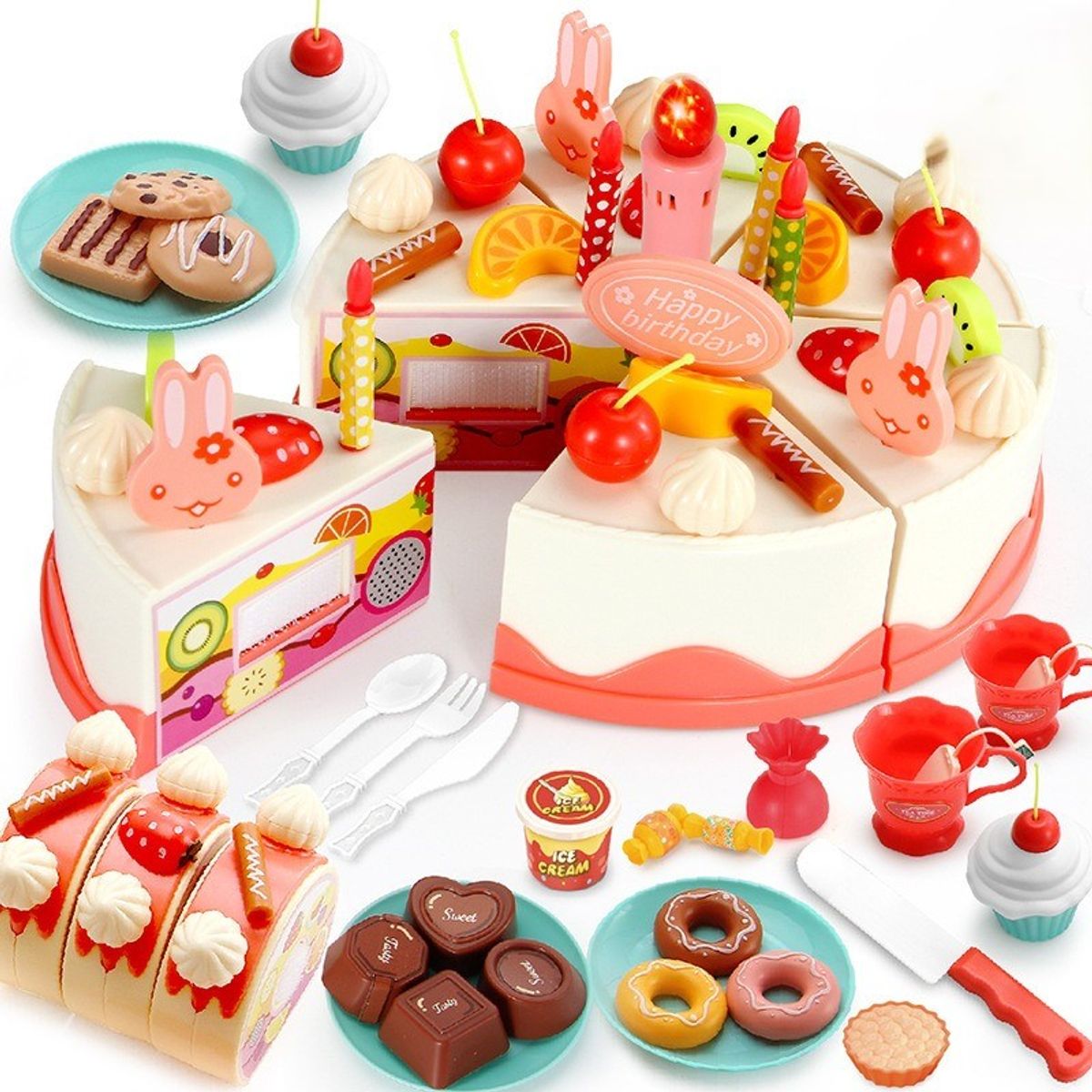 TATEE - Juguetes DIY De Pastel Cumpleaños Con Luz Y Sonido 82 pzs