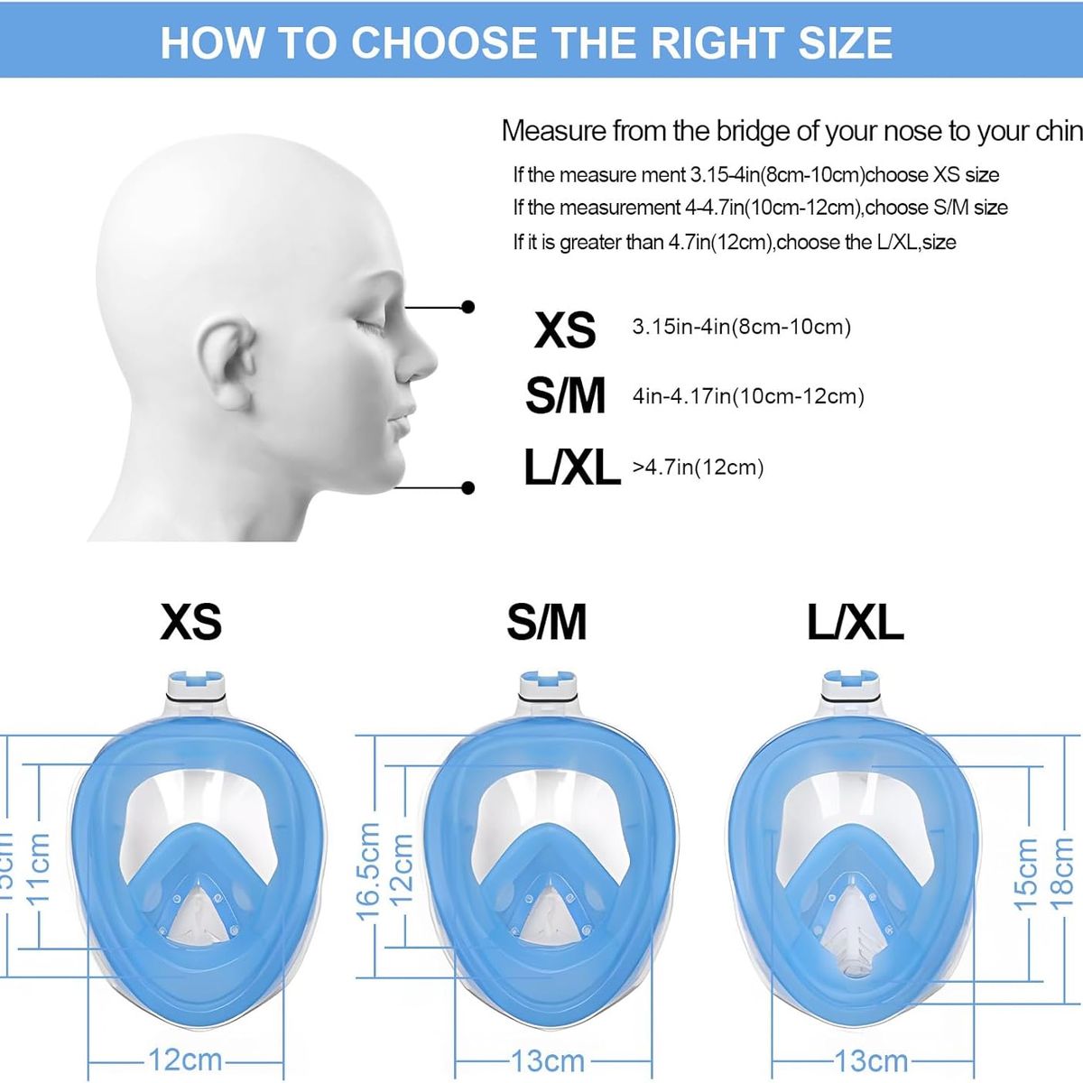 ANENG - Máscara Snorkel Fullface Buceo Antiniebla Soporte Gopro S M