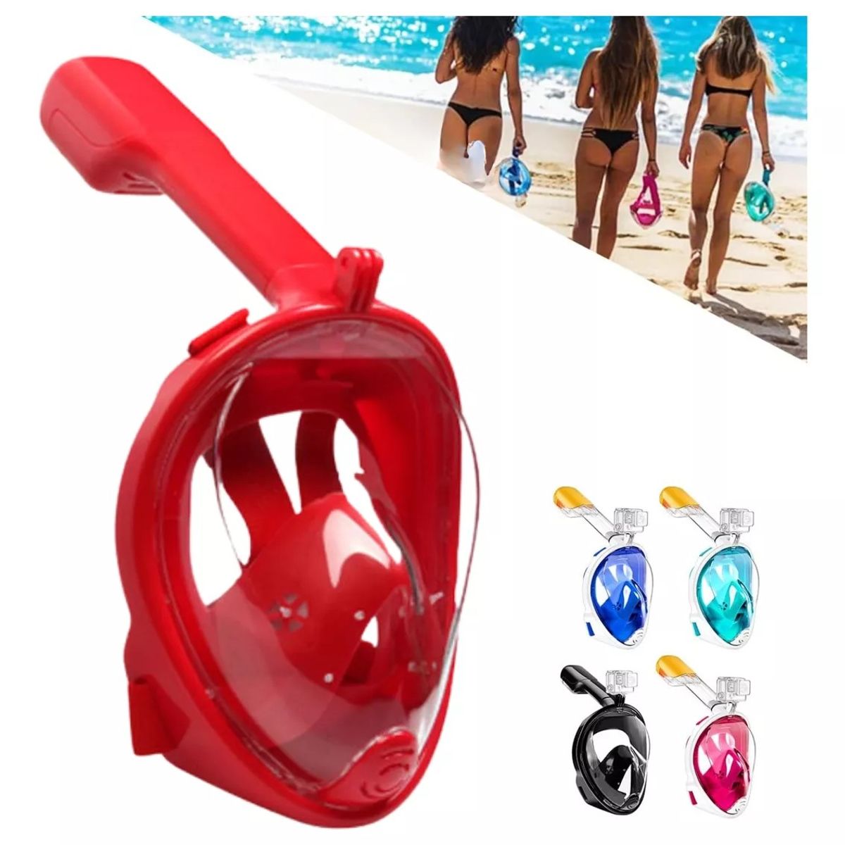 ANENG - Máscara Snorkel Fullface Buceo Antiniebla Soporte Gopro S M