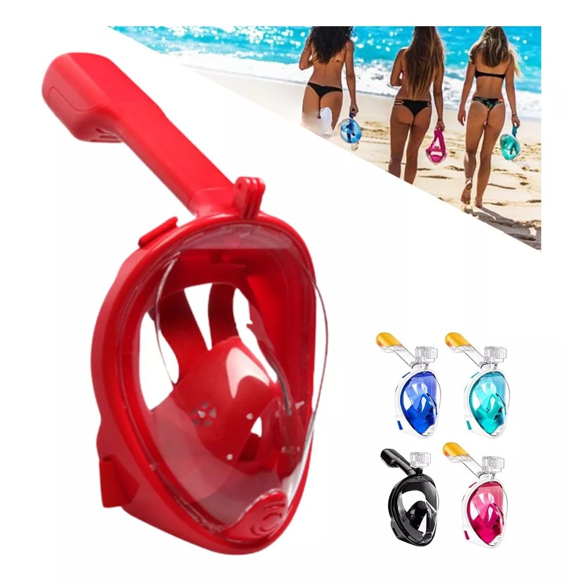 ANENG - Máscara Snorkel Fullface Buceo Antiniebla Soporte Gopro S M
