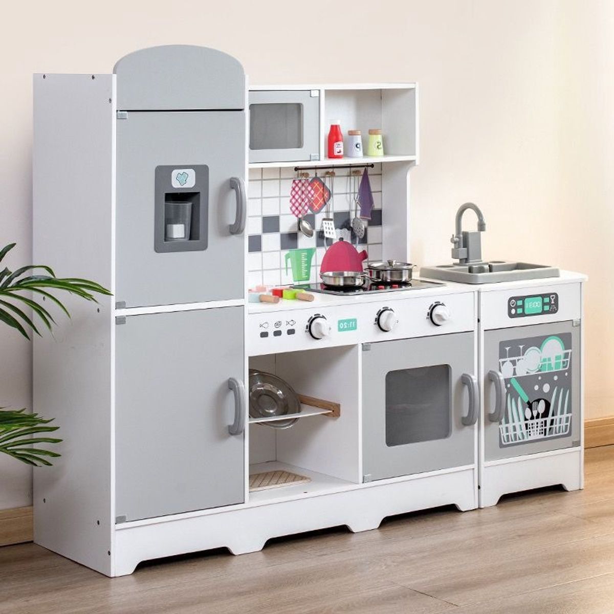 TATEE - Toy kitchen educativa Infantil de Madera Juguetes Blanco