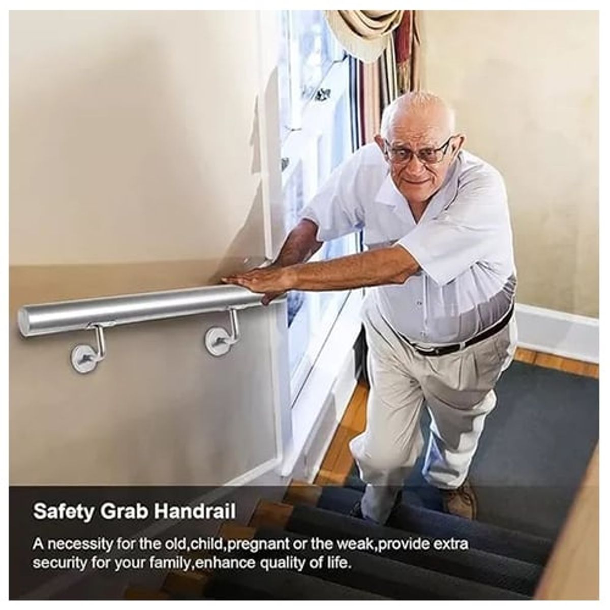 KUANGYE - Pasamanos De Tubo Plata Escaleras De 1m+tornillo Para Escuel