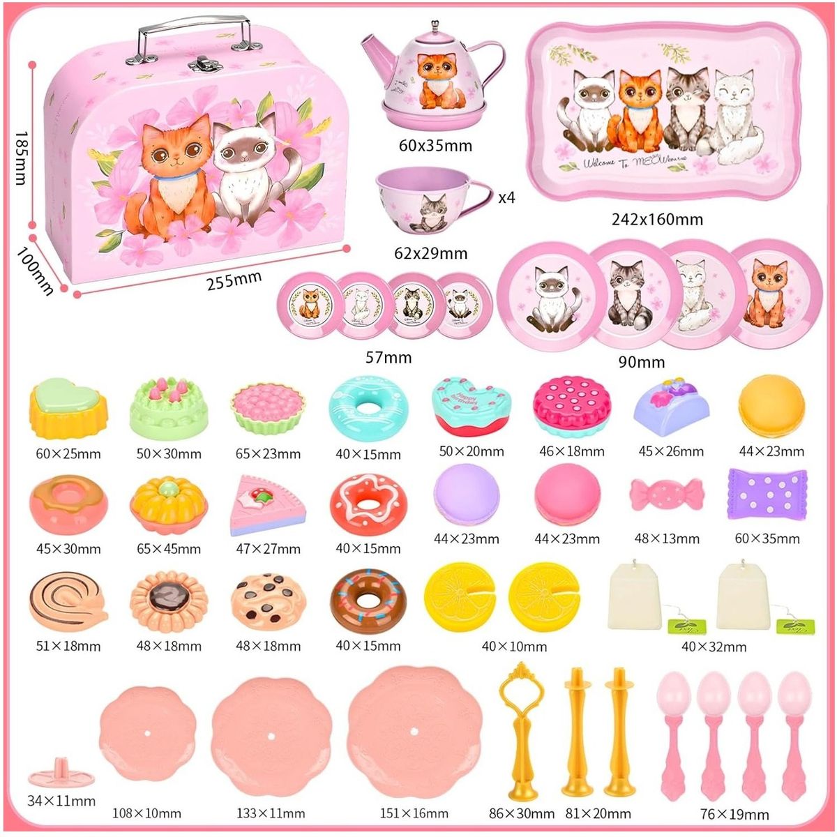 TATEE - 50 pcs juguetes Juego de té de la tarde postre Con caja