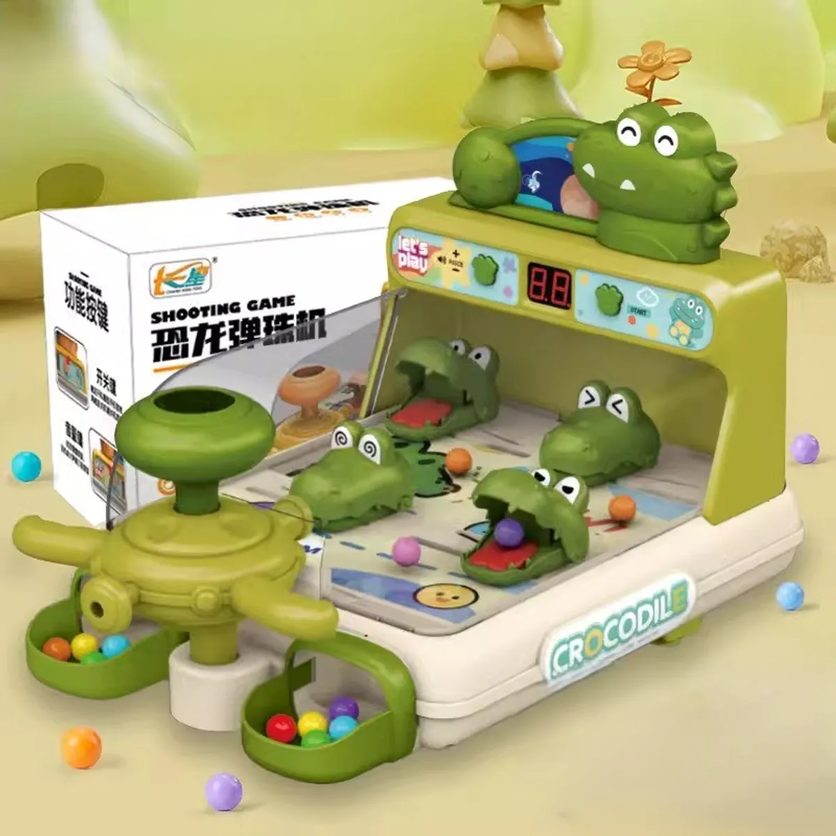 TATEE - juguetes Crocodile console toy con 60 Canicas