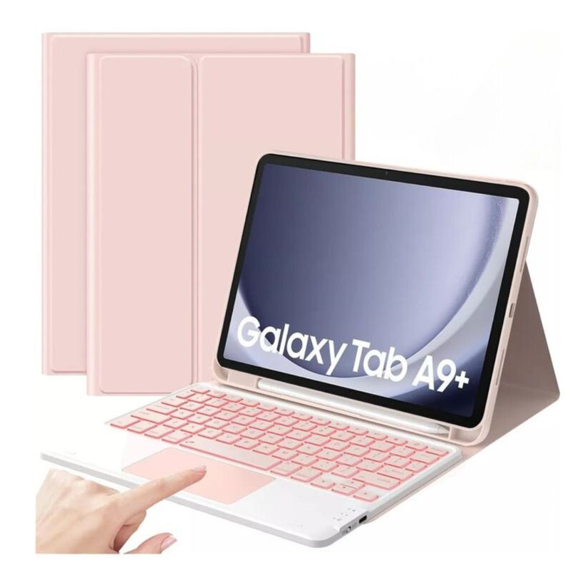 GENERICO - Funda Para Samsung A9 Plus 11 + Teclado Touchpad Español - Rosa