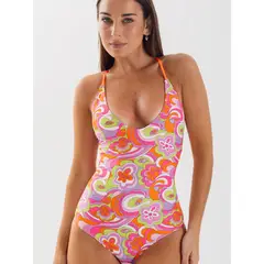 DAIKIRI BIKINIS - Daikiri Traje de Baño Mujer Negro Liso Control Abdomen Culote Protección UV 50+