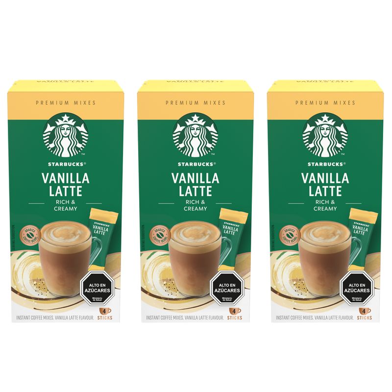 STARBUCKS - Café Instantáneo Starbucks® Vanilla Latte (4 Sobres)x3 Cajas