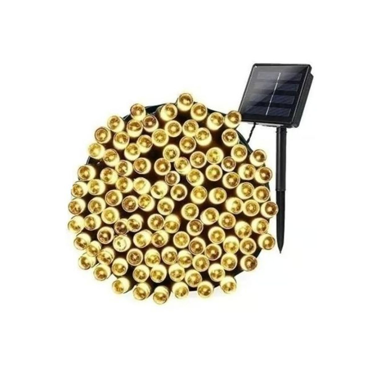 GENERICO - Pack 2 luces solares navidad guirnalda 10 metros 100 leds amarillos