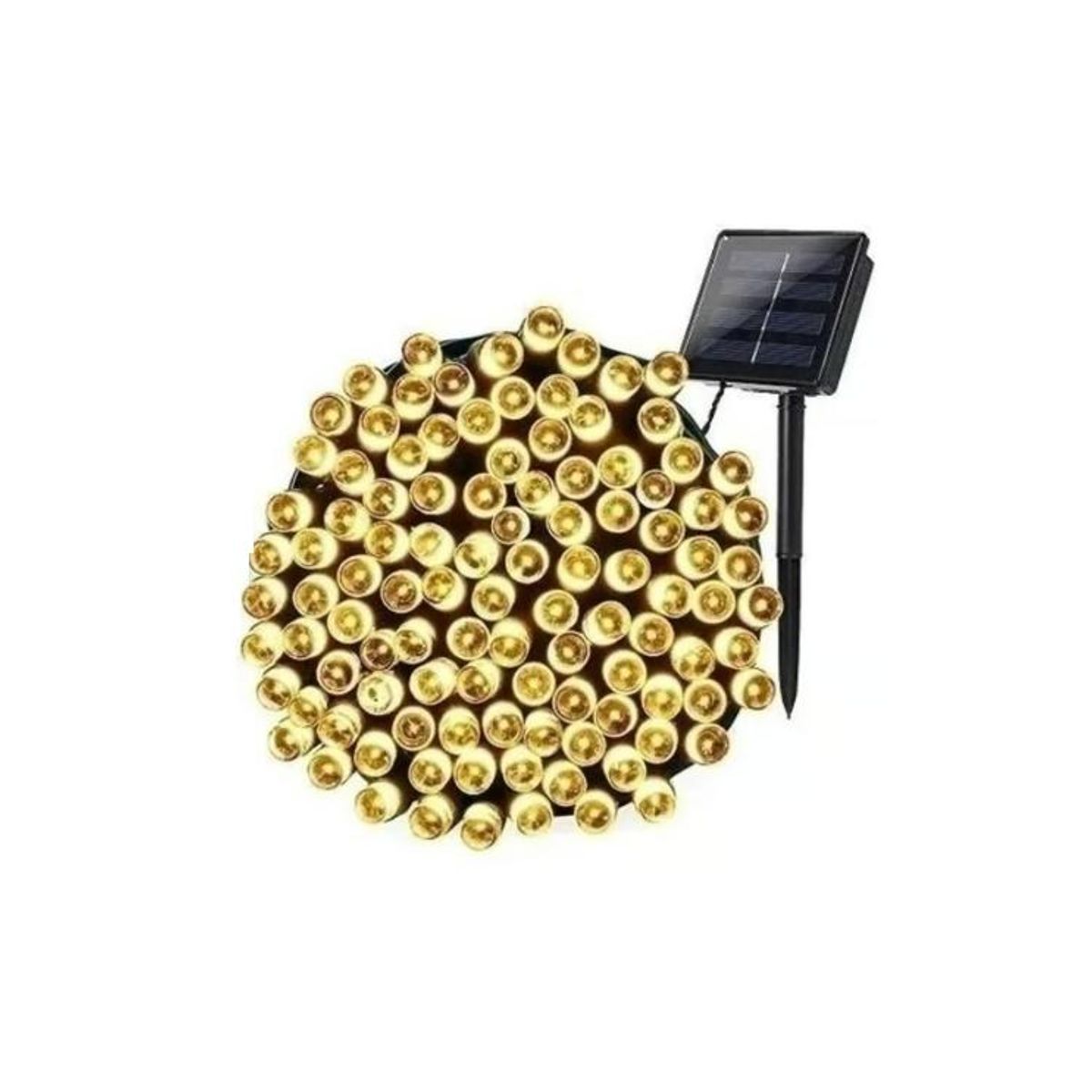 GENERICO - Pack 2 luces solares navidad guirnalda 10 metros 100 leds amarillos
