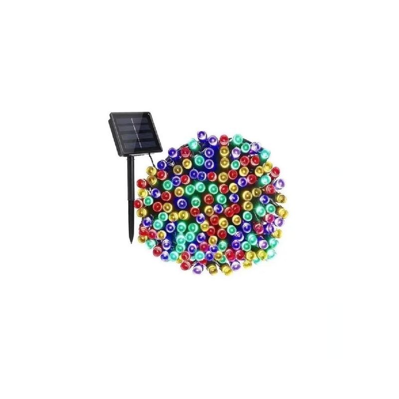 GENERICO - Pack 2 luces solares navidad guirnalda 10 metros 100 leds multicolor