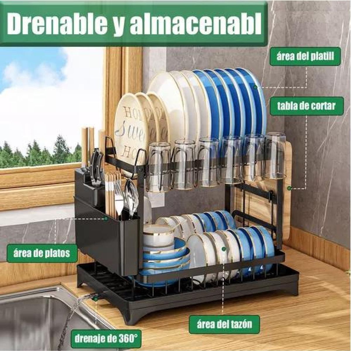 GENERICO - Secaplatos Escurridor Secador De Platos2 Niveles Cocina