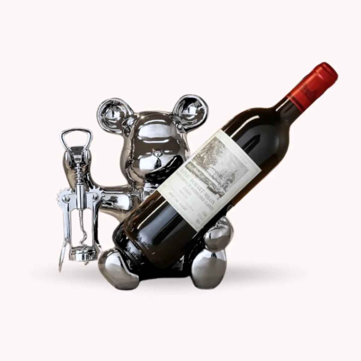 SANTU HOME & DECO - Soporte para Botellas y Destapador Vino Oso