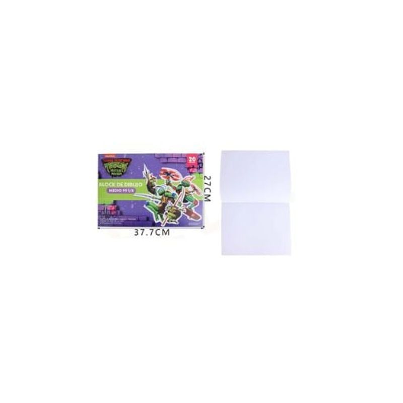 GENERICO - Block De Dibujo Medio Tortugas Ninja 20 Hojas 37 7 27 Cm