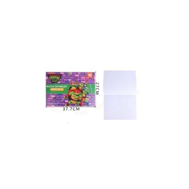 GENERICO - Block De Dibujo Medio Tortugas Ninja 20 Hojas 37 7 27 Cm