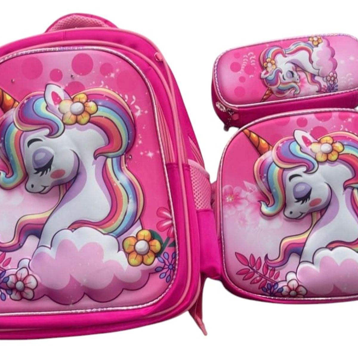ANGELES DEL HOGAR - Set De Mochila Niños Escolar Diseño Unicornio Rosa