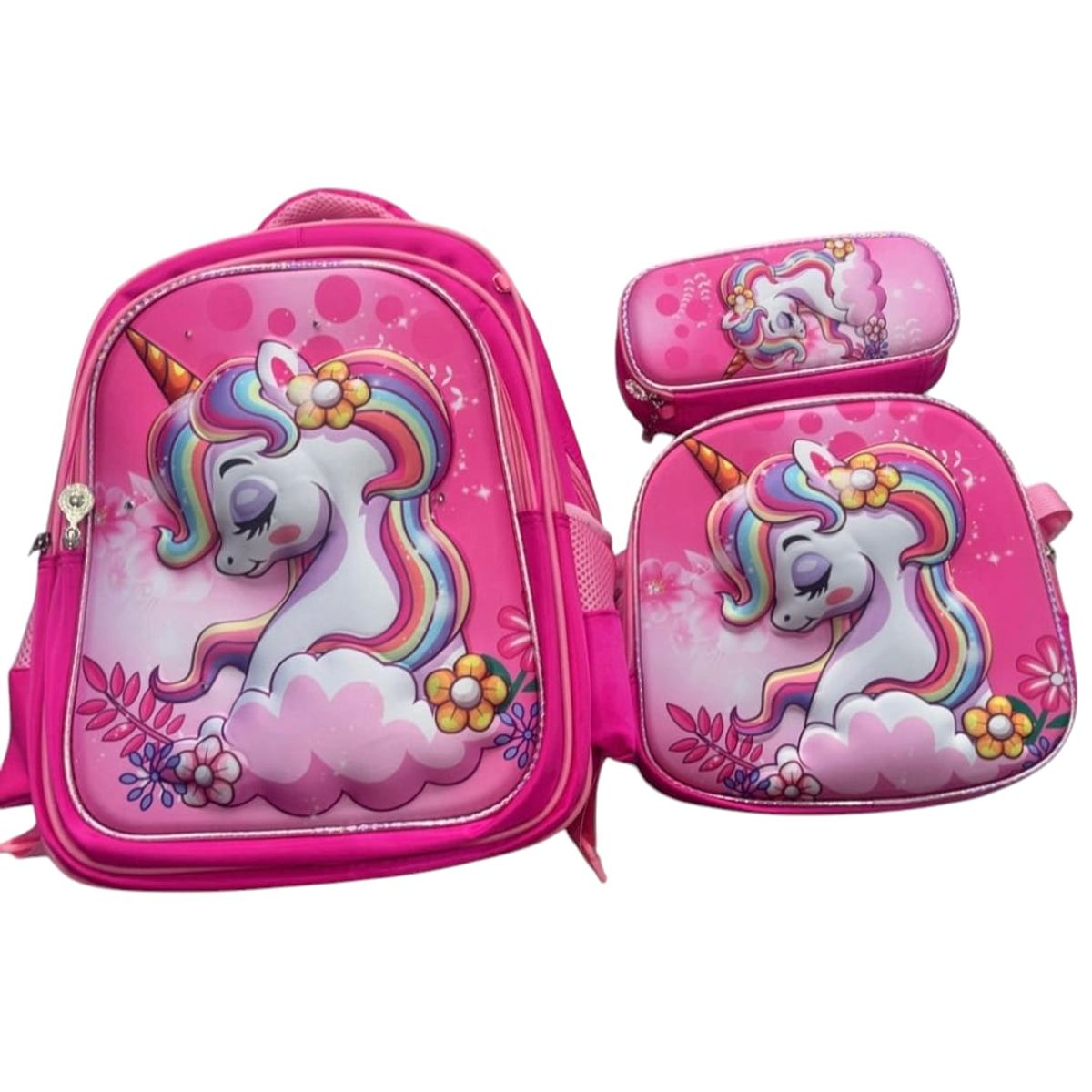 ANGELES DEL HOGAR - Set De Mochila Niños Escolar Diseño Unicornio Rosa