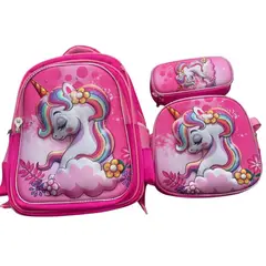 ANGELES DEL HOGAR - Set De Mochila Niños Escolar Diseño Unicornio Rosa