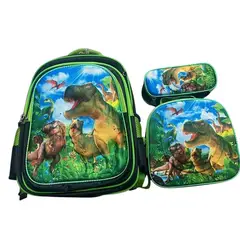 ANGELES DEL HOGAR - Set De Mochila Niños Escolar Diseño Dinosaurio Trex Verde