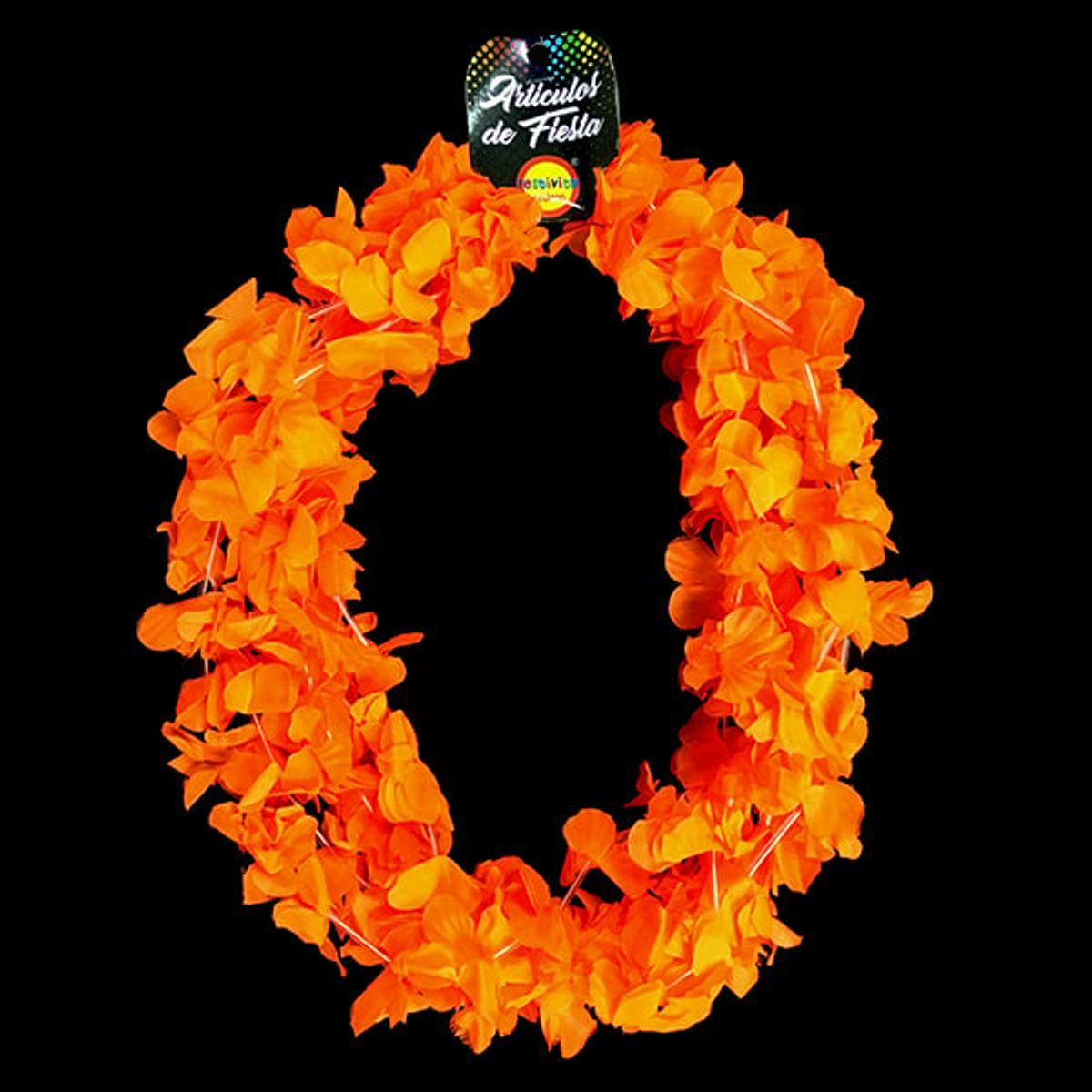 GENERICO - COLLAR FLOR FLUOR NARANJO X6 UNI