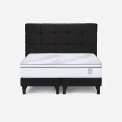 ROSEN - Cama Europea Neo Plus 2 Plazas 150x200 cm+Respaldo Grafito
