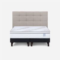 Cama Europea Neo Plus 2 Plazas 150x200+Respaldo Issey Beige