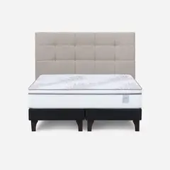ROSEN - Cama Europea Neo Plus 2 Plazas 150x200+Respaldo Issey Beige
