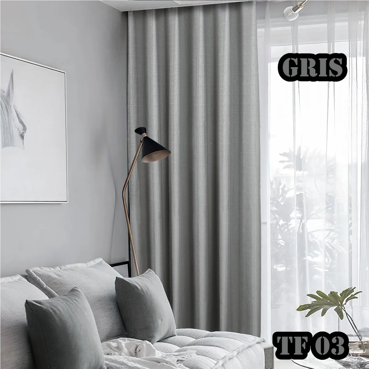 GENERICO - cortinas blackout engomadas gruesas GRIS