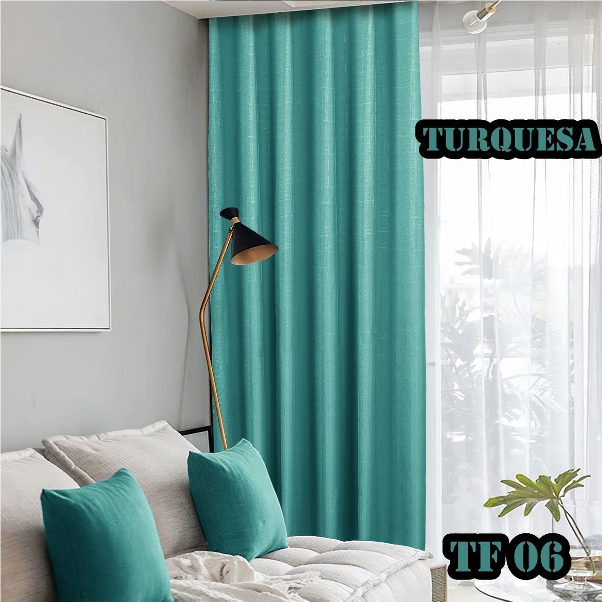 GENERICO - cortinas blackout engomadas gruesas TURQUESA