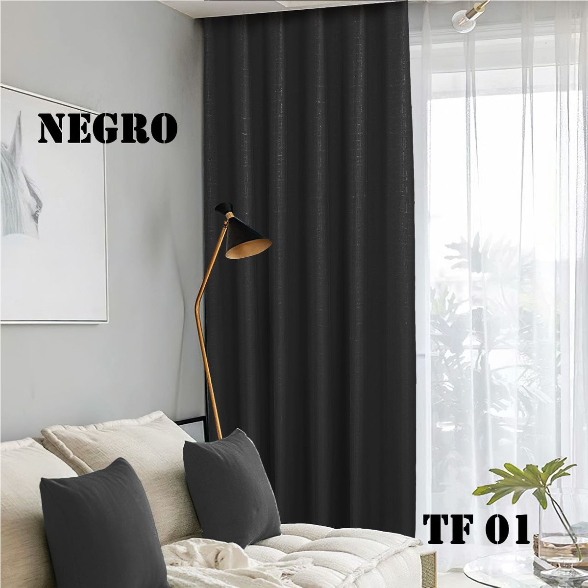 GENERICO - cortinas blackout engomadas gruesas NEGRO