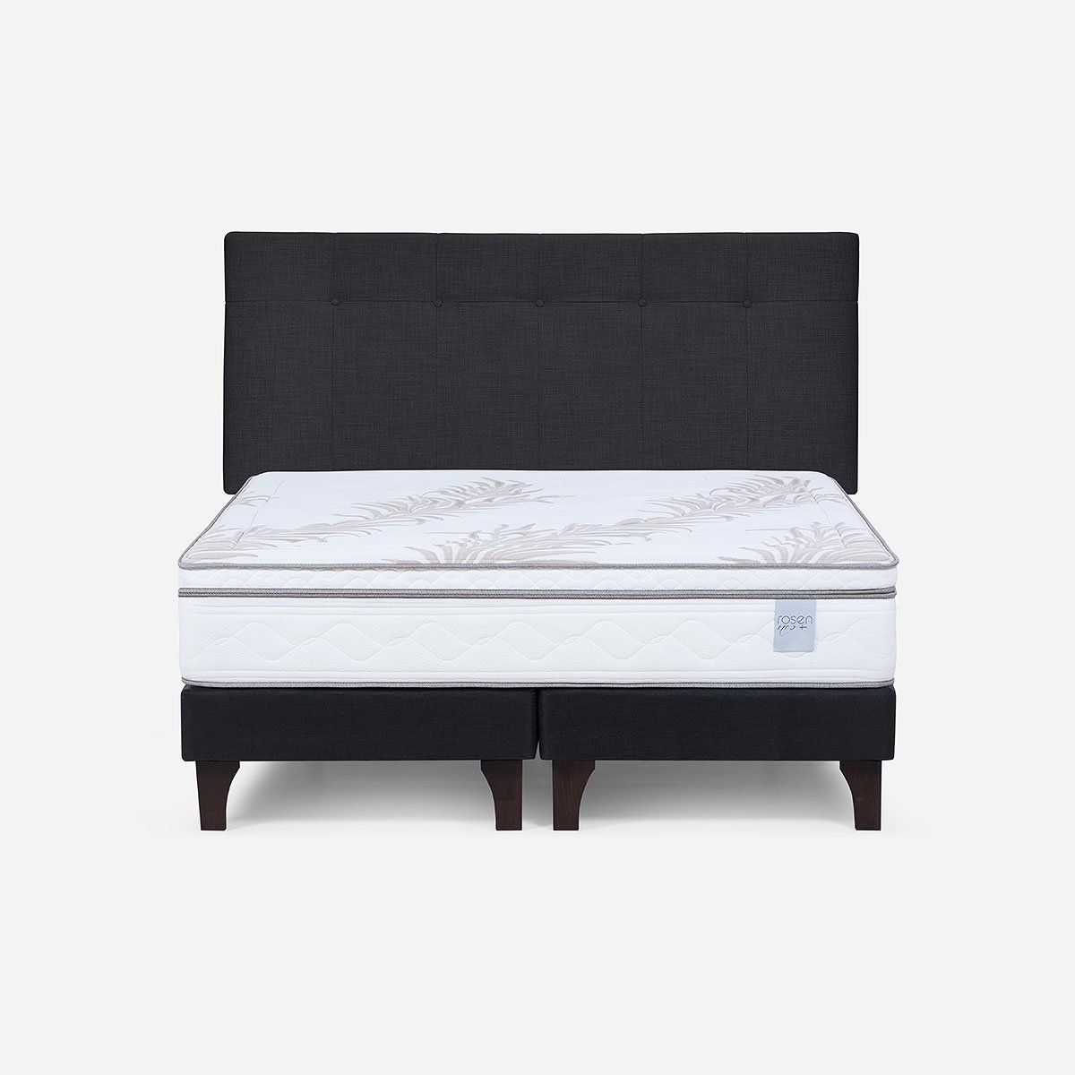 ROSEN - Cama Europea Neo Plus 2 Plazas + Respaldo New Bennet Grafito