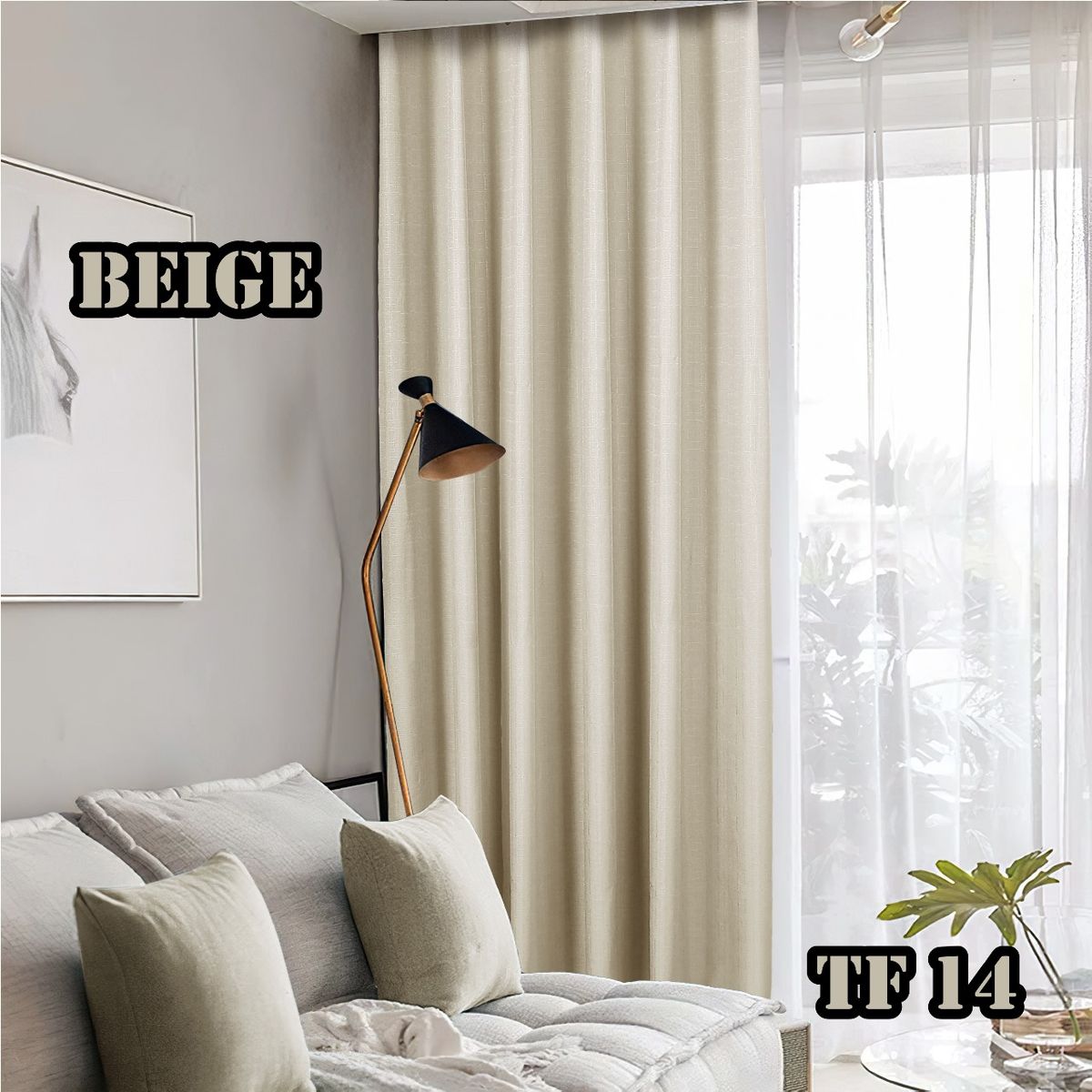 GENERICO - cortinas blackout engomadas gruesas BEIGE