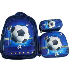 ANGELES DEL HOGAR - Set De Mochila Niños Escolar Diseño Futbol Azul