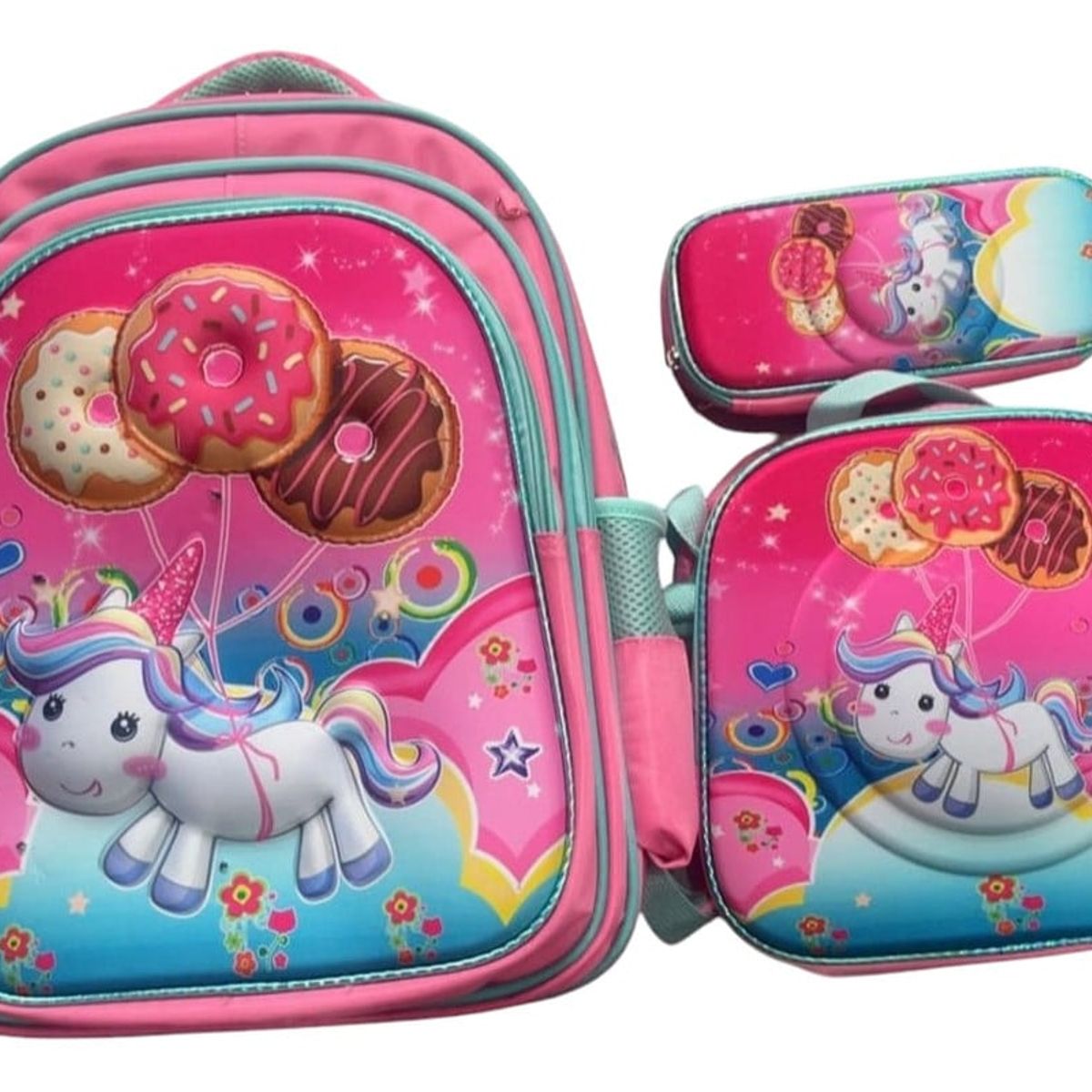 ANGELES DEL HOGAR - Set De Mochila Niños Escolar Diseño Unicornio Dona Rosa
