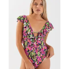 DAIKIRI BIKINIS - Daikiri Traje de Baño Mujer Negro Liso Control Abdomen Culote Protección UV 50+