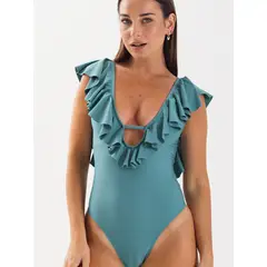 DAIKIRI BIKINIS - Daikiri Traje de Baño Mujer Negro Liso Control Abdomen Culote UV 50+