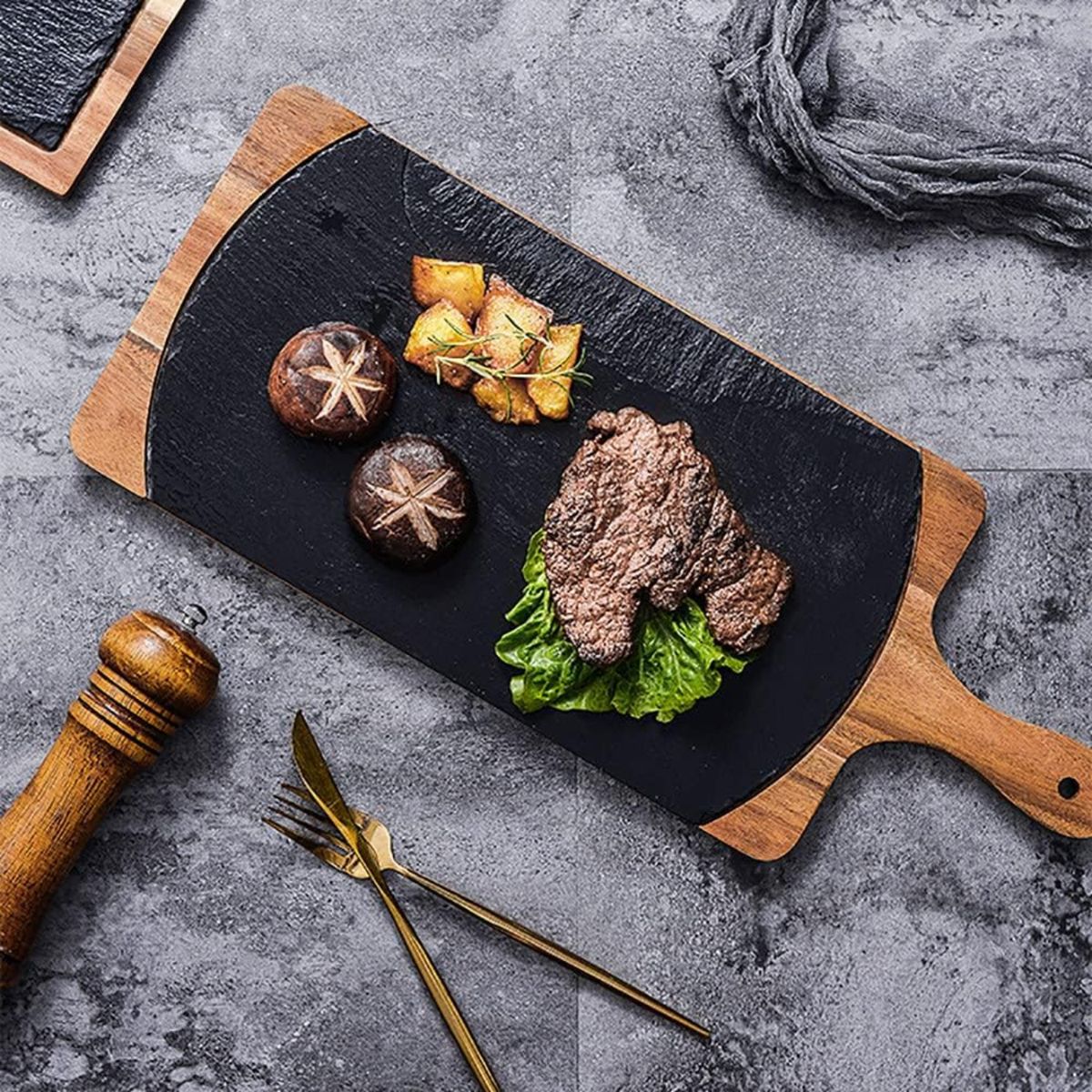 SANTU HOME & DECO - Tabla de Picar Carnes Piedra Extraíble Rustica