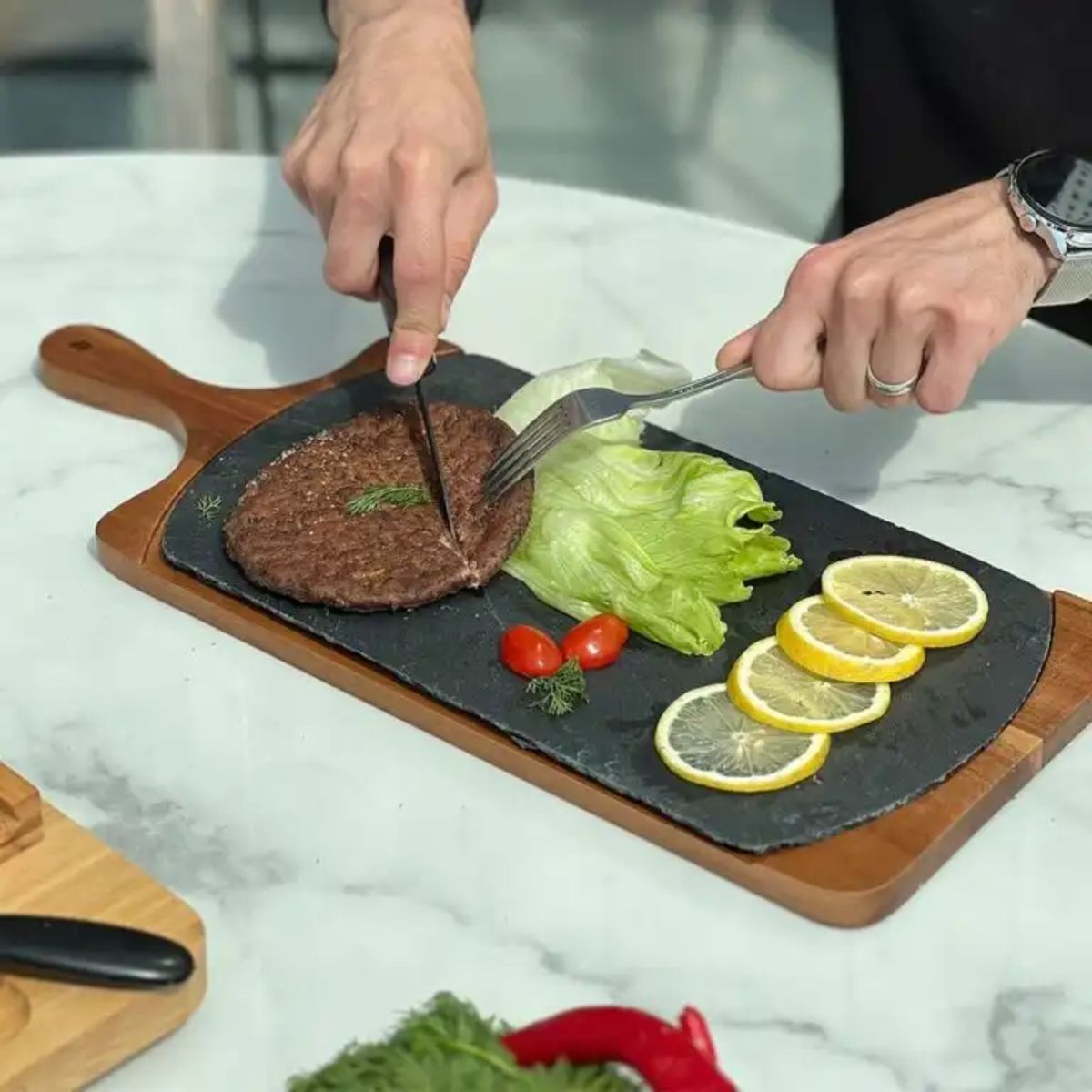 SANTU HOME & DECO - Tabla de Picar Carnes Piedra Extraíble Rustica