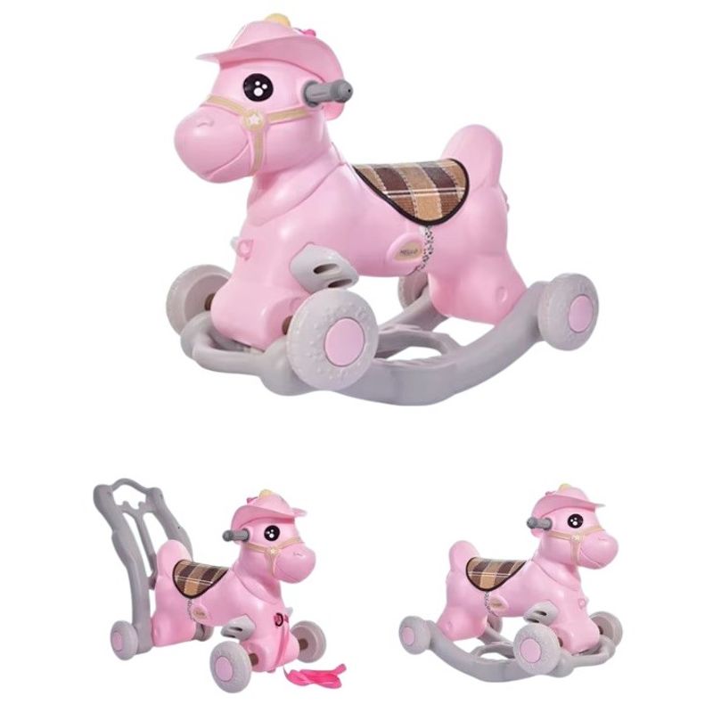 GENERICO - Correpasillos Y Balancín Caballo 3 En 1 Rosado