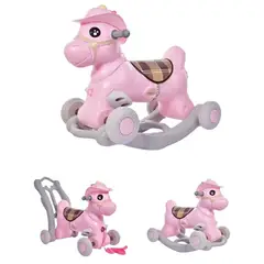 GENERICO - Correpasillos Y Balancín Caballo 3 En 1 Rosado