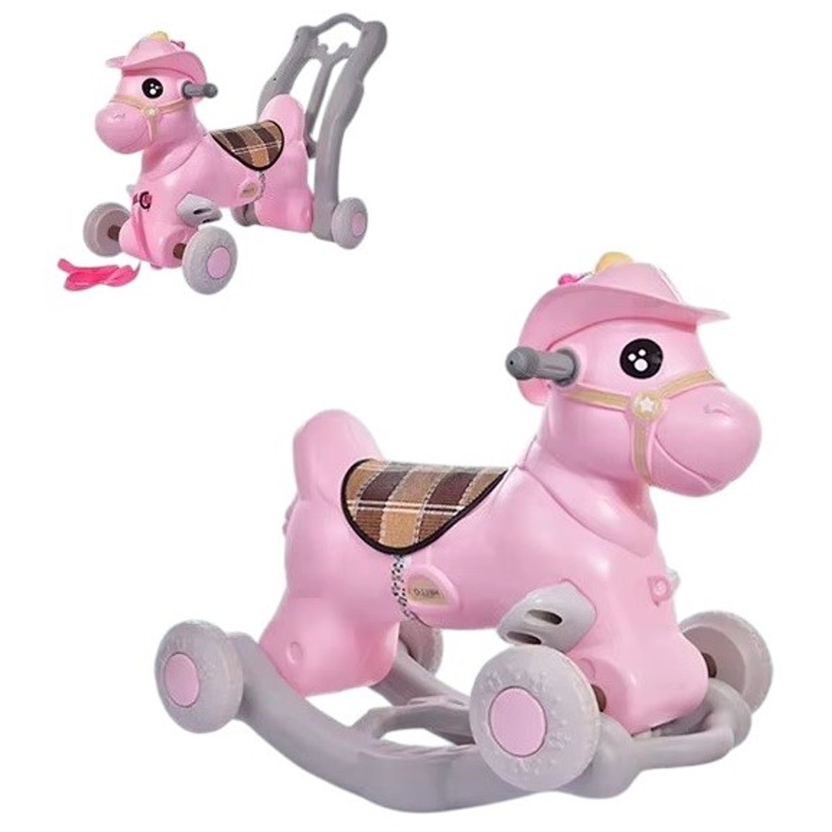GENERICO - Correpasillos Y Balancín Caballo 3 En 1 Rosado