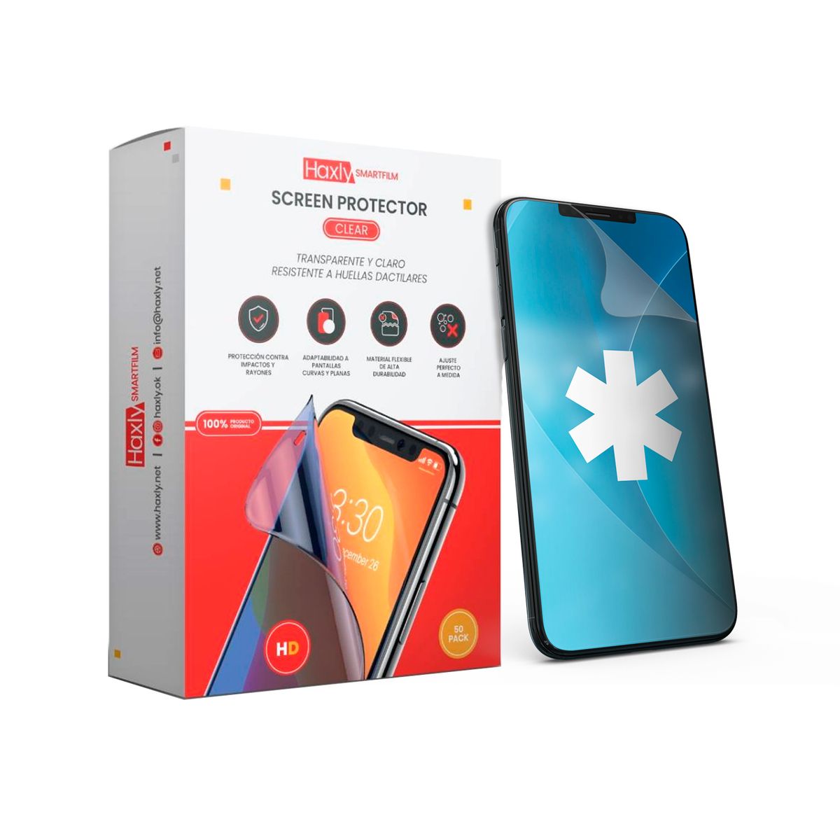 GENERICO - Pack 50 Laminas Hydrogel Haxly Clear Calidad AAA 180*120mm