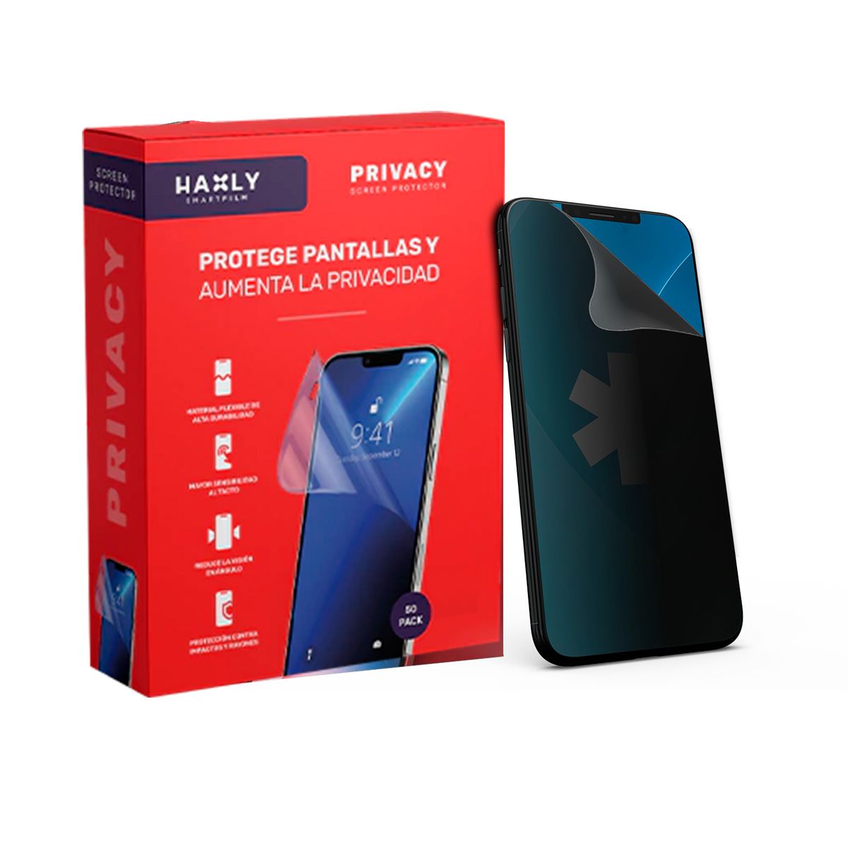 GENERICO - Pack 50 Laminas Hydrogel Haxly Privacy Antiespia 180*120mm