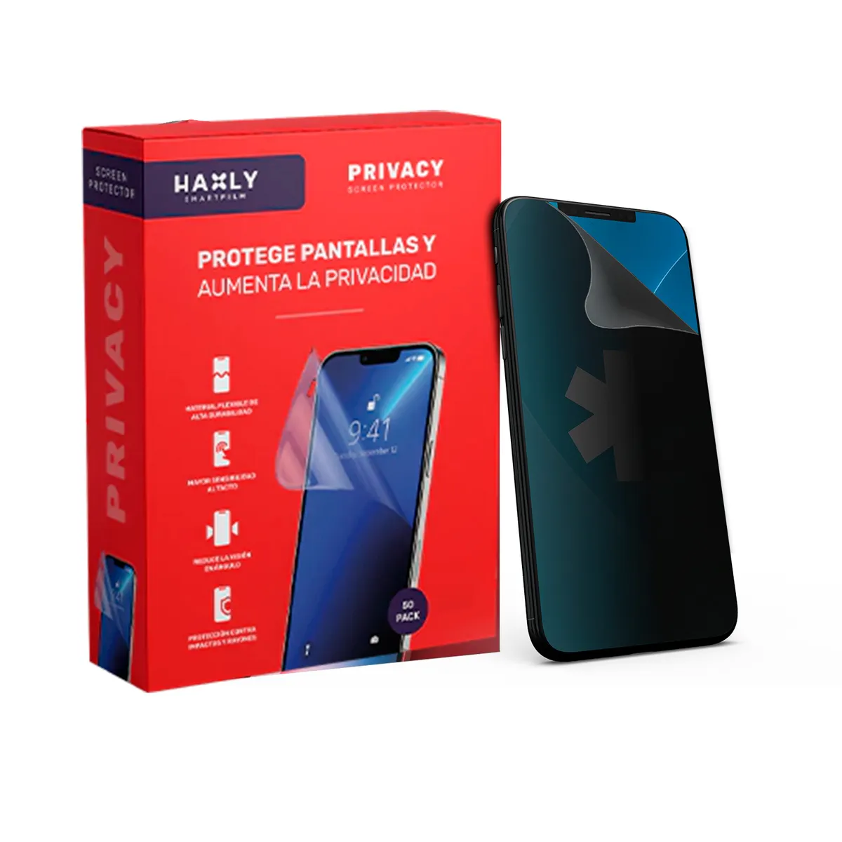 GENERICO - Pack 50 Laminas Hydrogel Haxly Privacy Antiespia 180*120mm