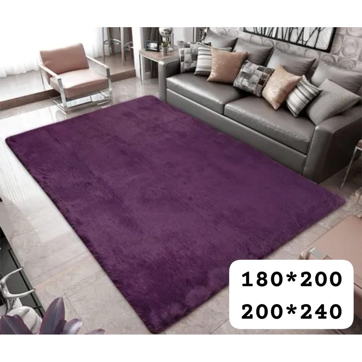 GENERICO - alfombra tipo shagy peluda con antideslizante 180x200