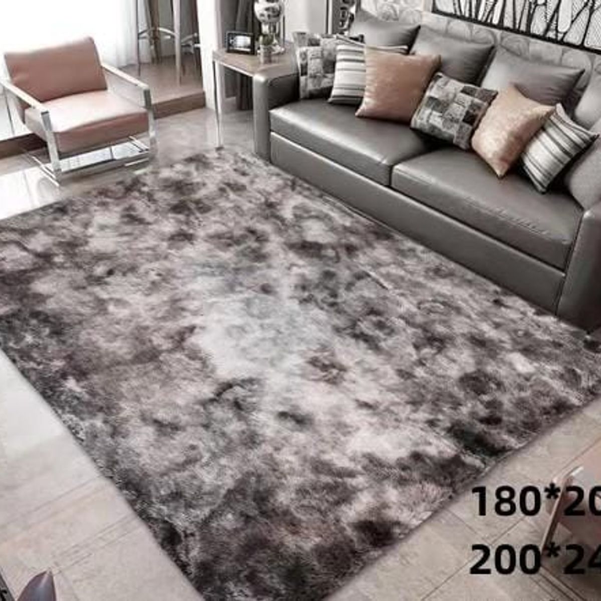 GENERICO - alfombra tipo shagy peluda con antideslizante 180x200