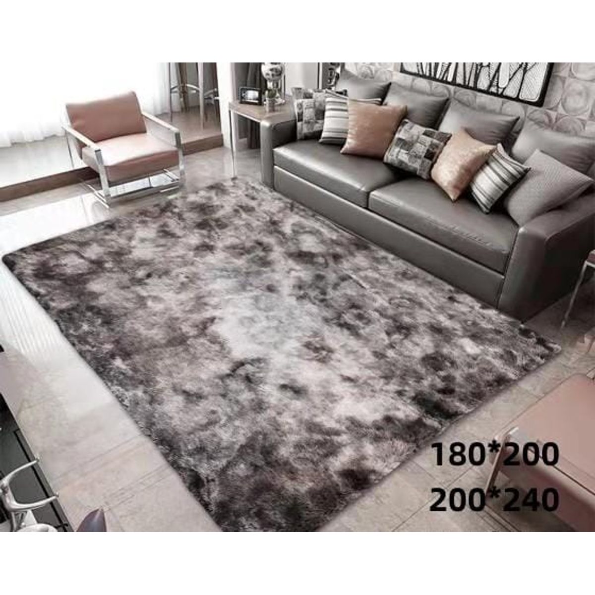 GENERICO - alfombra tipo shagy peluda con antideslizante 180x200