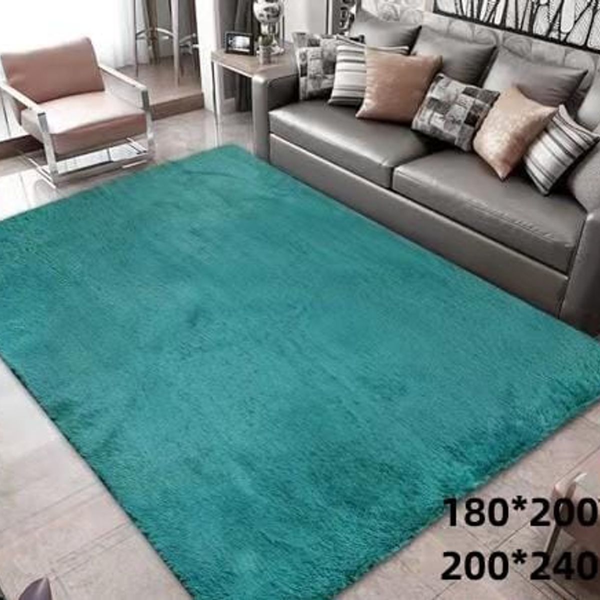 GENERICO - alfombra tipo shagy peluda con antideslizante 180x200