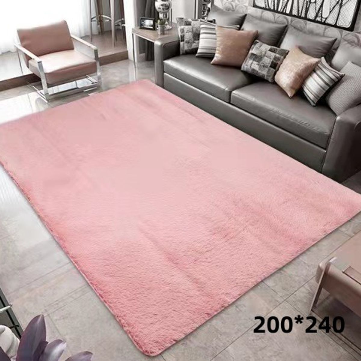 GENERICO - alfombra tipo shagy peluda con antideslizante 180x200